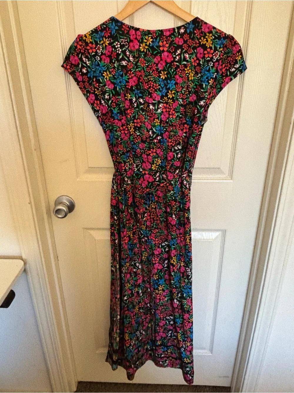 GAP Floral Midi Dress Size S Black Multicolor Garden Print Spring Summer Outfit - Picture 8 of 8
